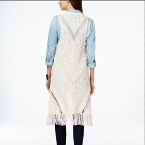 INC knitted fringe duster vest NWT Large